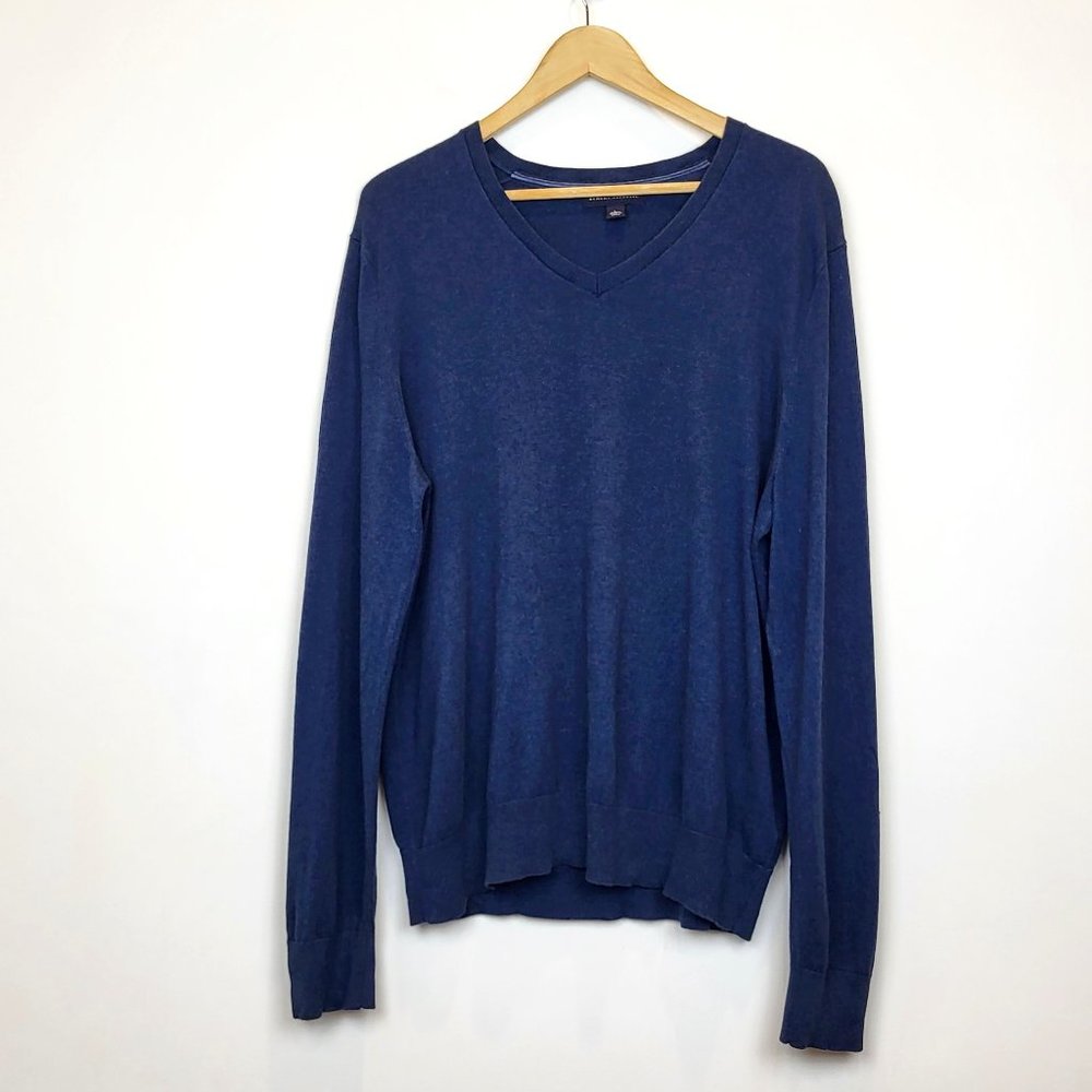 Banana Republic Men's Blue V Neck Pullover Silk Blend Sweater, Size Large, GUC